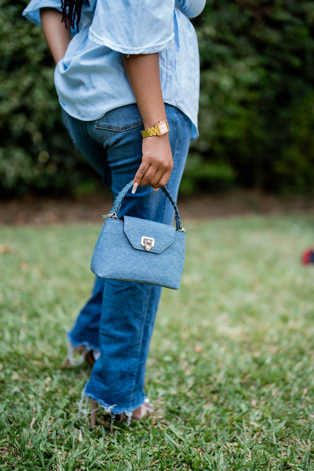 Braided Strap Top Handle Bag